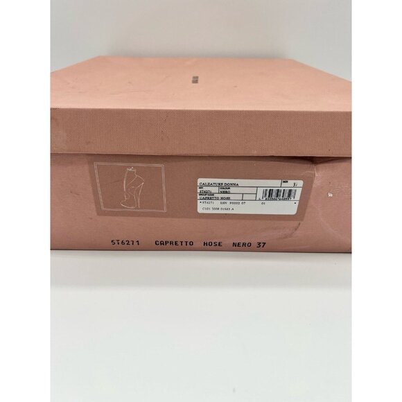 Miu Miu Boots Heels EU 37 Black Leather Ankle Boots Booties Gothic Witchy box - Picture 9 of 11